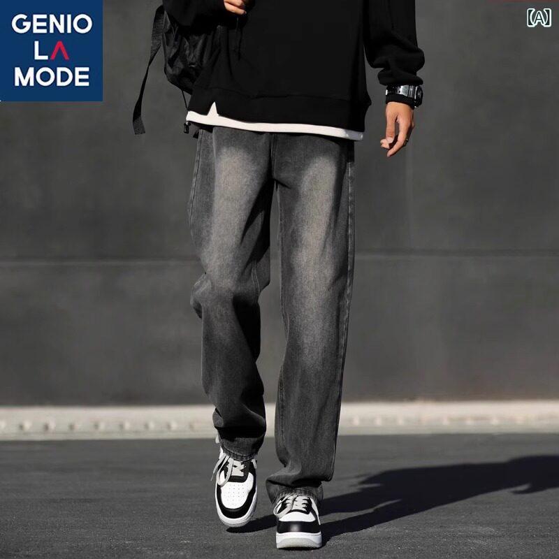 ストレートパンツ カジュアル シック GENIOLAMODE 春夏 レトロ ジーンズ メンズ 2025 ストレート カジュアル パンツ