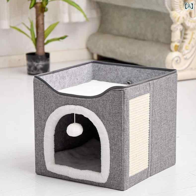犬猫 ベッド マット 冬 暖かさの 二 重層 猫 ベッド 密閉型 オール シーズン ユニバーサルの 爪 とぎ ボード 一 体型 ハウス ヴィラ