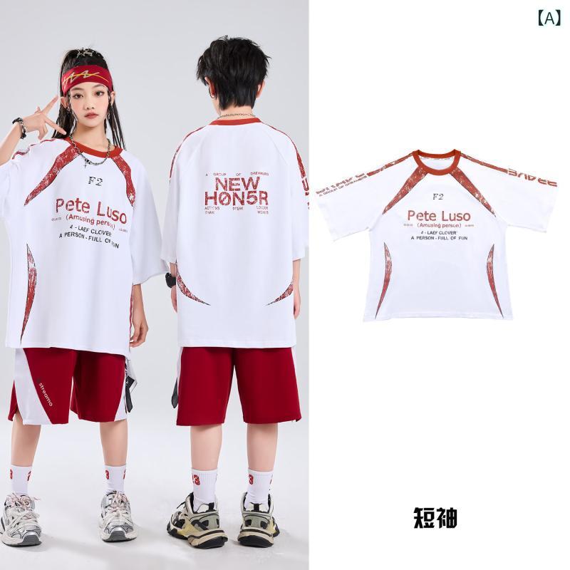 アウトドア スタイル キッズ ストリート ダンスの 子供服 夏の ヒップ ホップの 男の子 ホップ スーツ 女の子 子供の 日の パフォーマンス 衣装