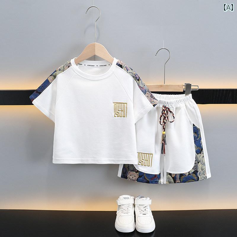 アウトドア スタイル キッズ な 男の子 夏の 半袖 スーツ 2025 子供の 夏服の スポーツウェア