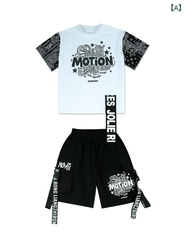 アウトドア スタイル キッズ 子供用 ストリート ダンス 衣装 スーツ ヒップ ホップ クール 2025 HIPHOP パフォーマンス ドラム セット