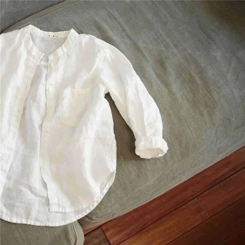 キッズ ブラウス 女の子用 Qiji 春秋 子供服 男の子と 女の子 リネン 長袖 白 シャツ 子供用 コットンと カジュアル スタンドカラー 親子｜北摂軽太郎便