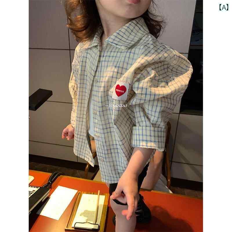 キッズ ブラウス 女の子用 3歳の 女の子 チェック 柄 シャツ 2025 春 子供用 おしゃれ ベビー 日焼け防止 服 コート