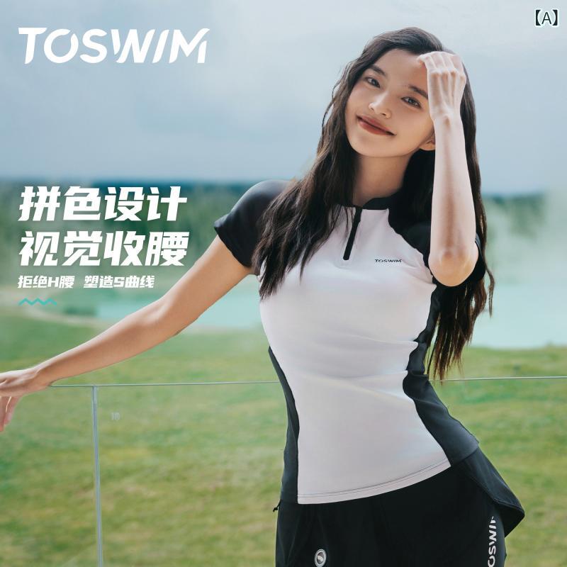 水泳着 遊撃手ズボン下 レディース 2025年 TOSWIM 透き間 水泳着 レディース 半袖 ボクサー お上さん用 保護すること的 日焼押しとどめる 土手っ腹 押しかぶせる スリミング
