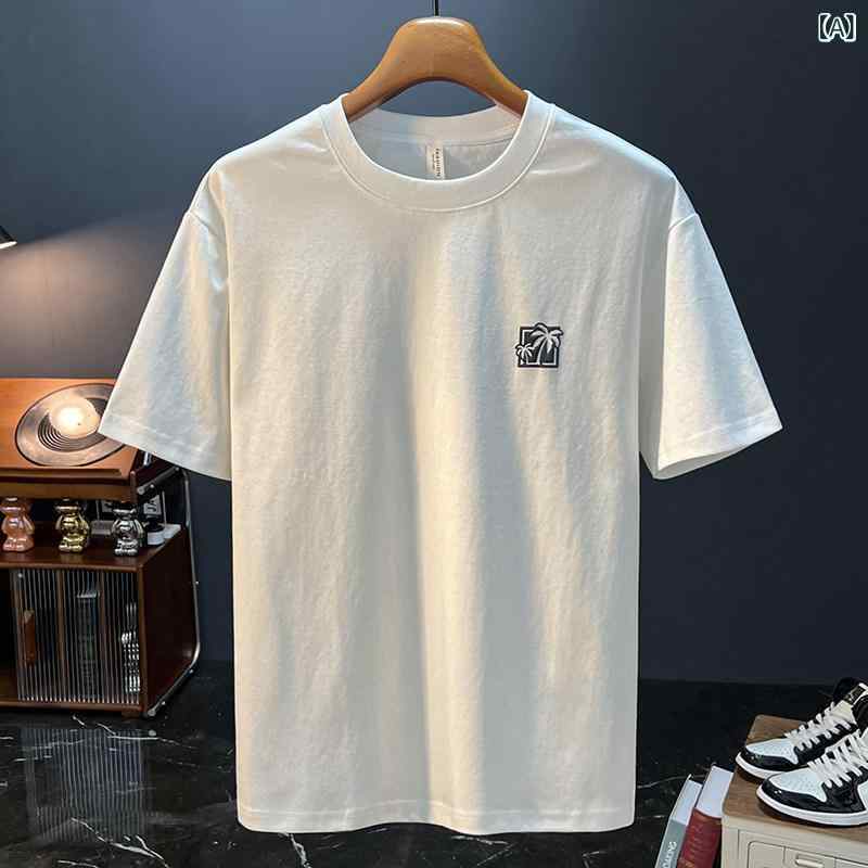 プリント Tシャツ メンズ ゆったり 大きめ サイズ 夏の クールな コットンプリント 半袖 Tシャツ メンズ ラウンドネック カジュアル 薄手 通気性 トップス