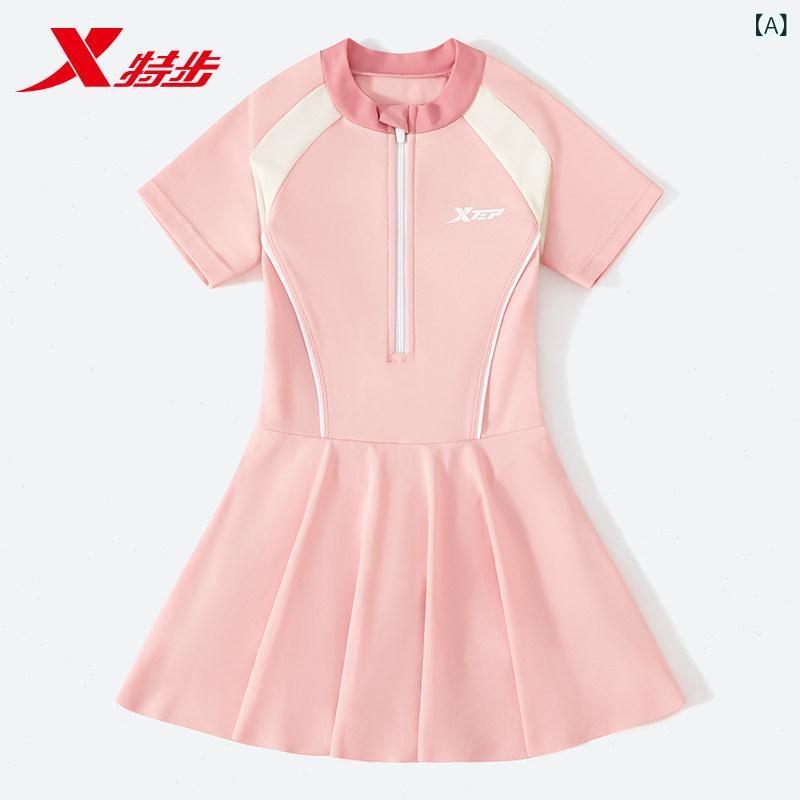 キッズ 水着 ワンピース 女の子用 Xtep 子供用 水着 女の子 中学生以上年 ティブ 長袖 中学生 ワンピース 水泳 用品