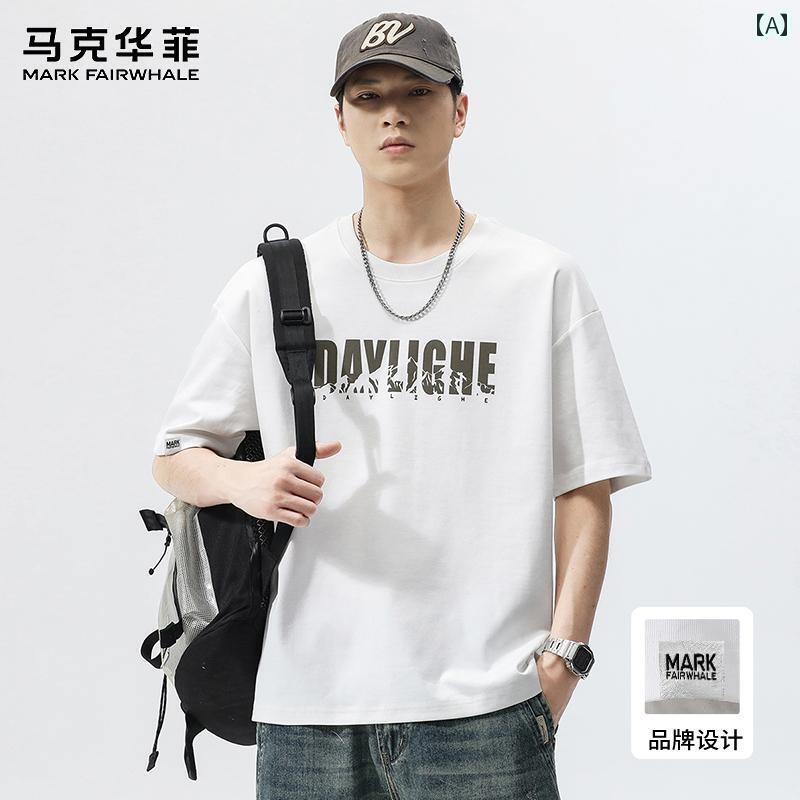 プリント Tシャツ メンズ マーク フェア ホエール 半袖 Tシャツ メンズ 夏 スタイル 冷感 薄手 シャツ アメリカン プリント トップス｜北摂軽太郎便