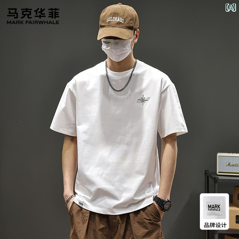 プリント Tシャツ メンズ 【 文字 刺繍】 マーク フェア ホエール 半袖 Tシャツ メンズ 夏型 冷感 薄手 クール トップス|北摂軽太郎便