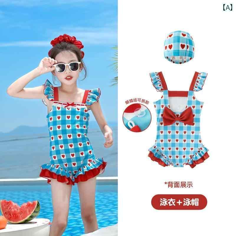 キッズ 水着 ワンピース 女の子用 66 プリンセスガールズ サマー 水着 2025新 スタイル シーサイド ラブ 蝶 結び 速乾 女の子用 ワンピース