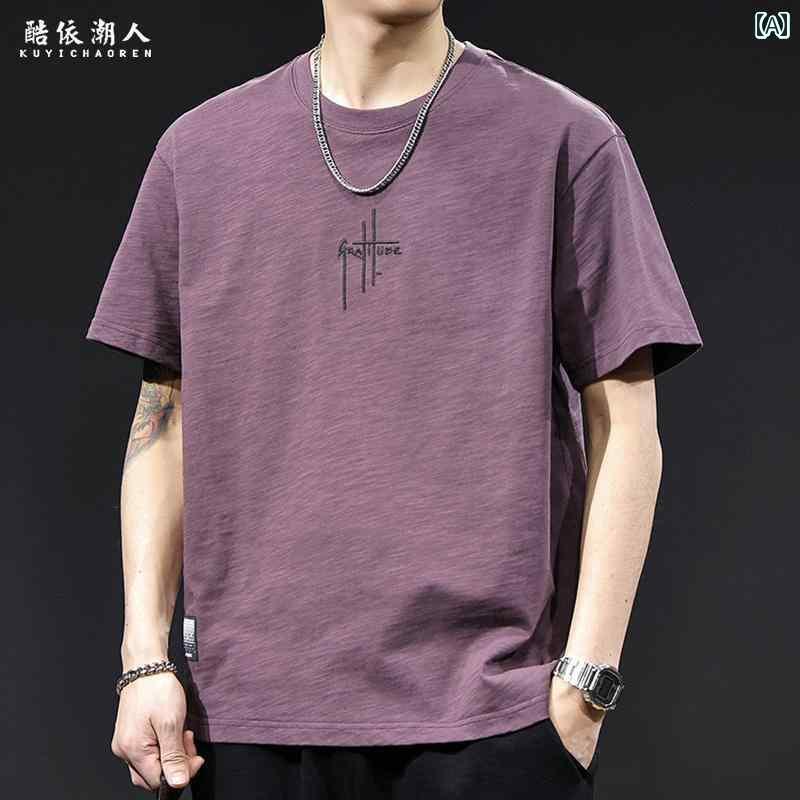 メンズTシャツ ワンポイント 竹 綿 半袖 Tシャツ メンズ 夏 2025 ゆったり 大きいサイズ 高級 服 万能