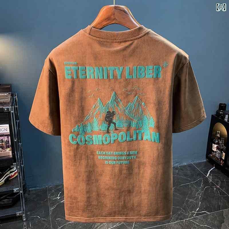 メンズTシャツ ワンポイント 高級 メンズ 半袖 Tシャツ 2025 ゆったり プリント トップス高 カウント 通気性 服 夏