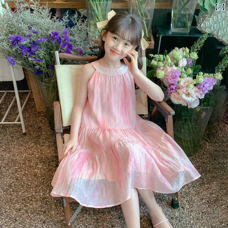 キッズ用 ワンピース 女の子 夏の スカート 2025 小さい サスペンダー プリンセス 子供用 シフォン ドレス