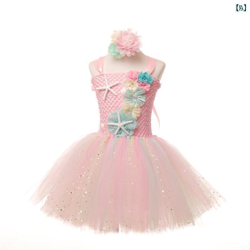 女の子用 かわいい マーメイド 女の子用 マーメイド パフ スカート コスプレ 子供用 プリンセス ホリデー パフォーマンス ドレス