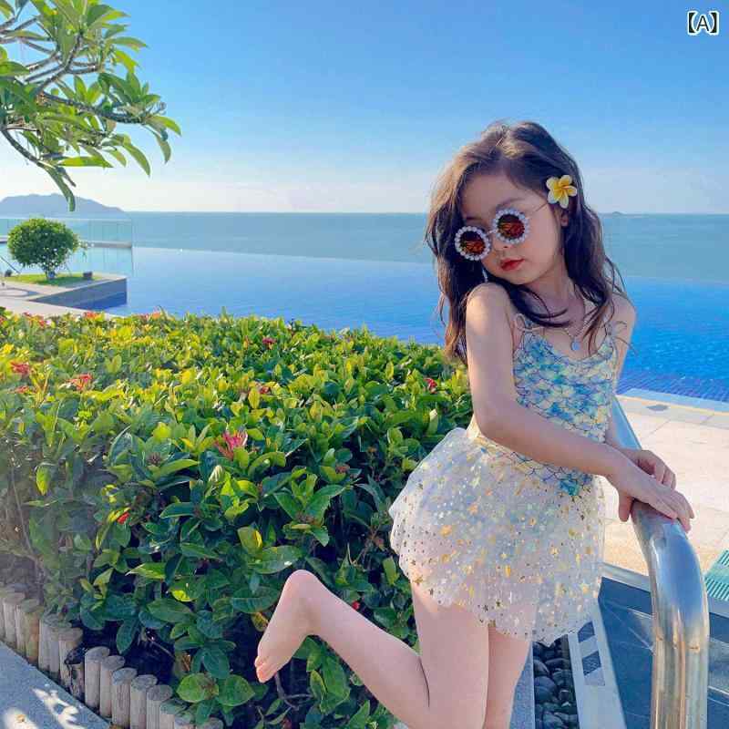 女の子用 かわいい マーメイド マーメイドプリンセスドレス ガールズ 水着 温泉 かわいい ツーピース ベビー 2025 ミディアムと ラージ 子供 女の子