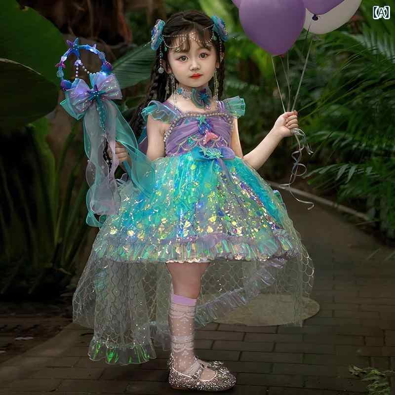 女の子用 かわいい マーメイド 女の子用 アリエル マーメイド ロリータ プリンセス ドレス 誕生日 子供の 日 ガール ステージ キャットウォーク ショー｜北摂軽太郎便