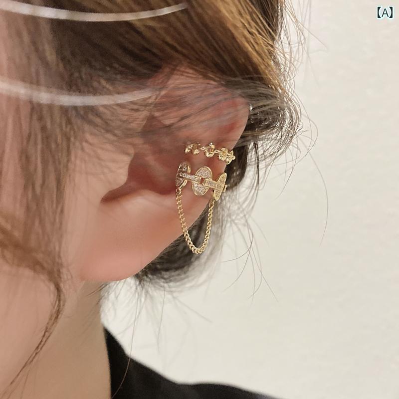 おしゃれ イヤーカフ レディース 【 とても 素敵】 ピアス 穴の ない レディース チェーン タッセル 耳 骨 クリップ 無 痛 高級 イヤリング