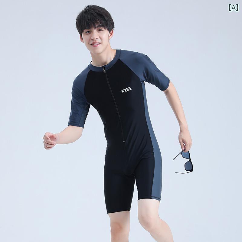 メンズ 水着 セット メンズ ワンピース 水着 プロ用 ティーンエイジャー 大人 大きい 子供用 恥ずかしさ 防止 日焼け防止 速乾 フル セット 装備