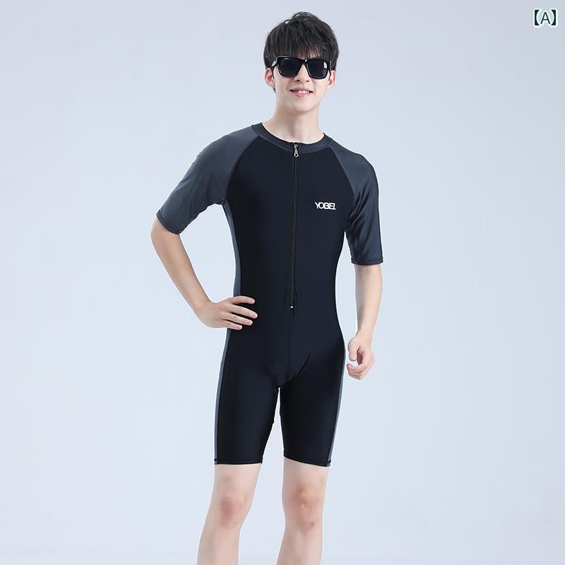 メンズ 水着 セット メンズ ワンピース 水着 半袖 プロ トレーニング 日焼け防止 速乾 中学生 男子 ティーンエイジャー｜北摂軽太郎便