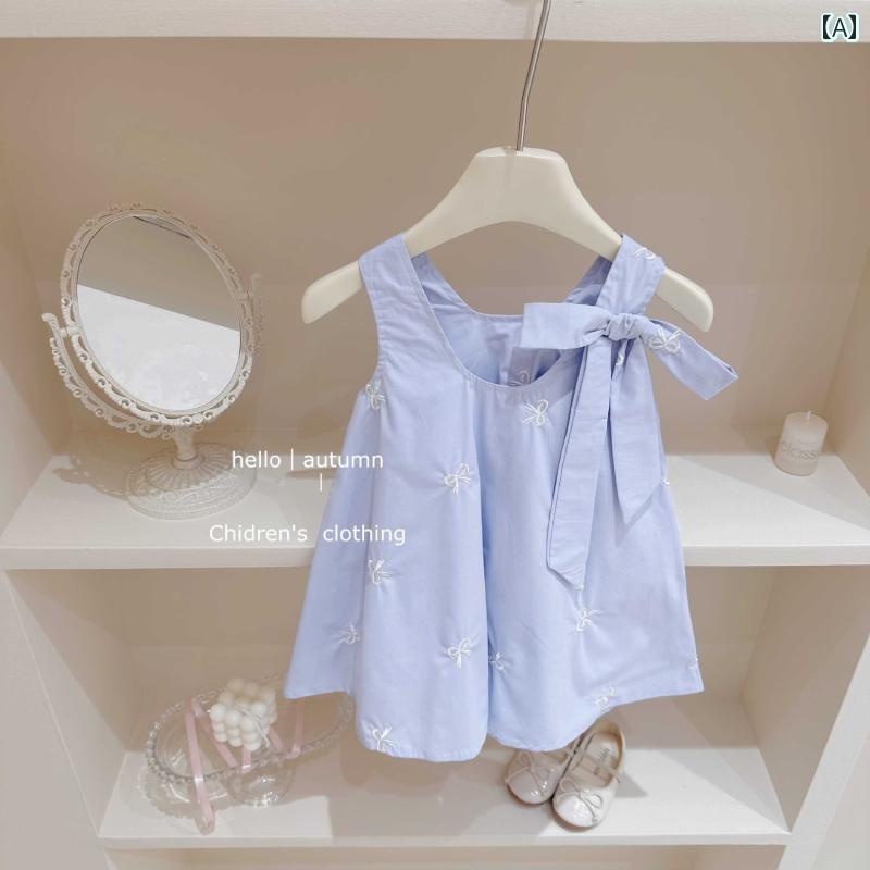 かわいい ドレス ベビー ベビー 服 夏用 ノースリーブ サスペンダー ドレス 甘くて かわいい リボン プリンセス 1歳 女の子 スカート