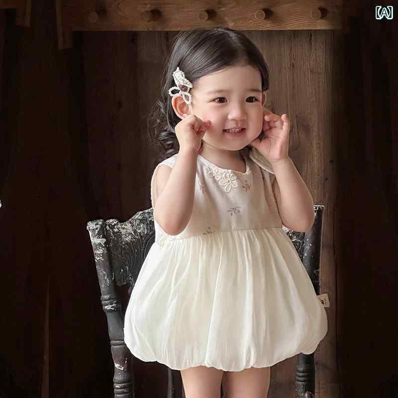 赤ちゃん用ドレス かわいい 女の子用 韓国 サマー ドレス ノースリーブ プリンセス ベビー 服 かわいい 1歳 おしゃれな ロンパース ボディスーツ