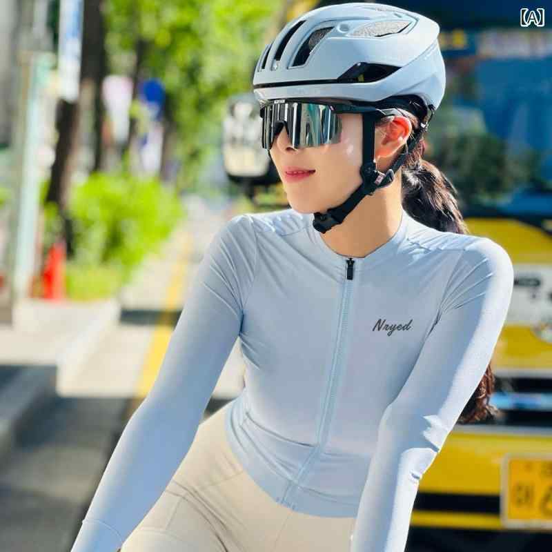 レディース サイクリング ウェア 2025年 NRyed レディース スリム サイクリングウェア ロード バイク 自転車 通気性 速乾 日焼け防止 長袖 ジャケット