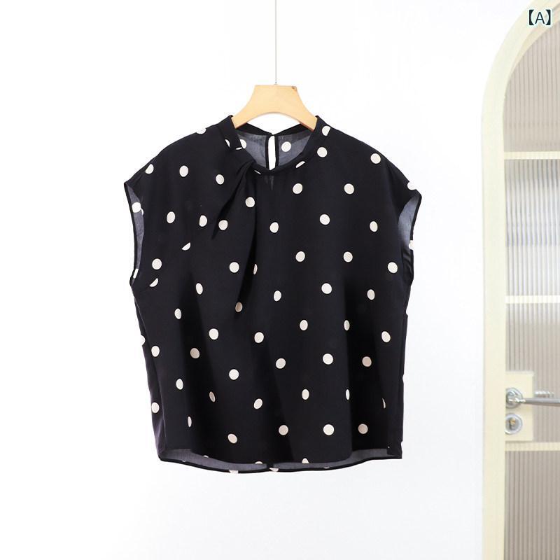 水玉 シャツ かわいい \u0026amplt Roman Streets \u0026ampgt 夏に ぴったりの フレンチ ドット 柄 ブラウス。 ゆったり 雰囲気で 年齢を 感じさせず 着 痩せ 効果も 期待 できる 万能な ドレープ ノースリーブシャツ。