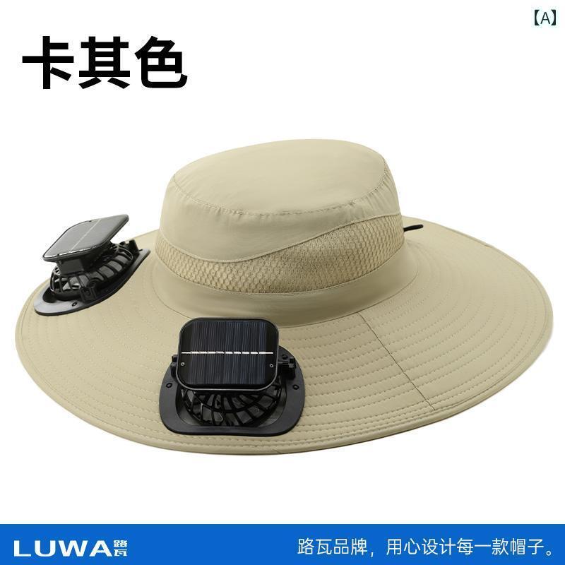 釣り アウトドア 日焼け防止　帽子 Luwa 夏用 サンハット ファン 付き ソーラー 充電 フィッシャーマン ハット メンズ つば 広 アウトドア用