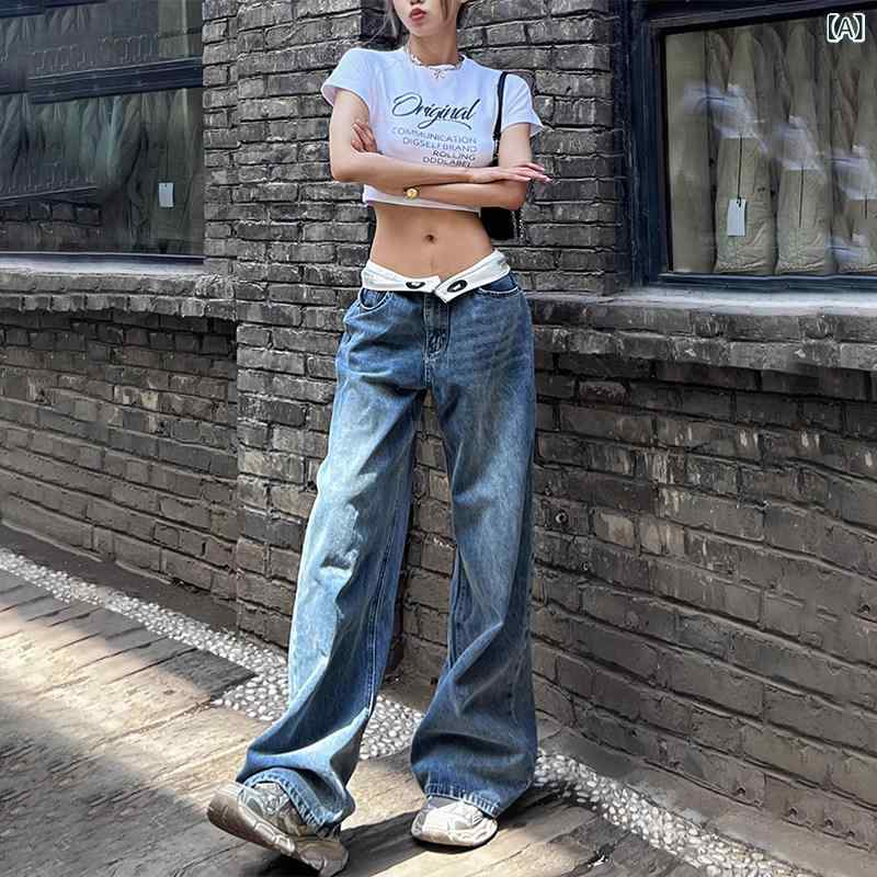 ローライズパンツ 今めかしい レディース COVANE 春夏の お上さん用 置き目酉の方角 デニム 小っちゃい 酉の方角 外 反 引っ切り無い 広広とした レッグ 熱っぽい 御嬢さん 立ち会い場 モップ ズボン下