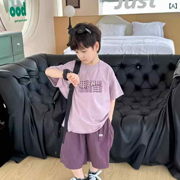 子供服 カジュアル パンツ セット Senxu 男の子 スーツ 2025 夏 子供 韓国 カジュアル 風 悪党 子供服 ベビー 半袖