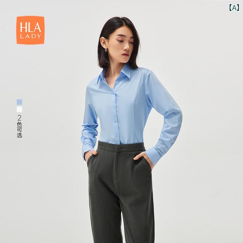 トップ プルオーバー 分かりやすい HLA / Hailan Home 長袖 フォーマル やや 伸縮性の ある 白いこと プルオーバー 2024秋冬 通い用 引っ切りない レディース