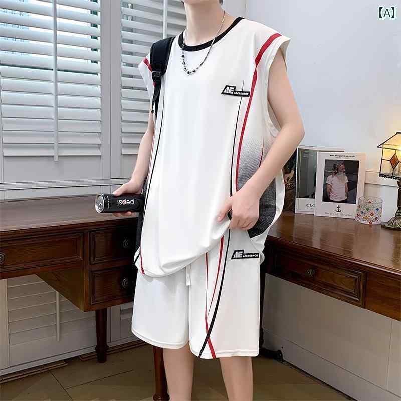メンズ バスケットボール ウェア 夏 速乾 Tシャツ 男の子 中高 生 ノースリーブベスト バスケットボール 服 大きい 子供 スポーツ スーツ