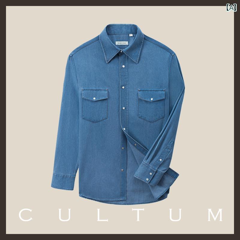 心地よい メンズ プルオーバー 【 ウイグル長 衣料繊維 綿】 CULTUM アメリカン レトロ 綿 ウォッシュド ウエスタン ジーンズプルオーバー メンズ 心地よい プルオーバー