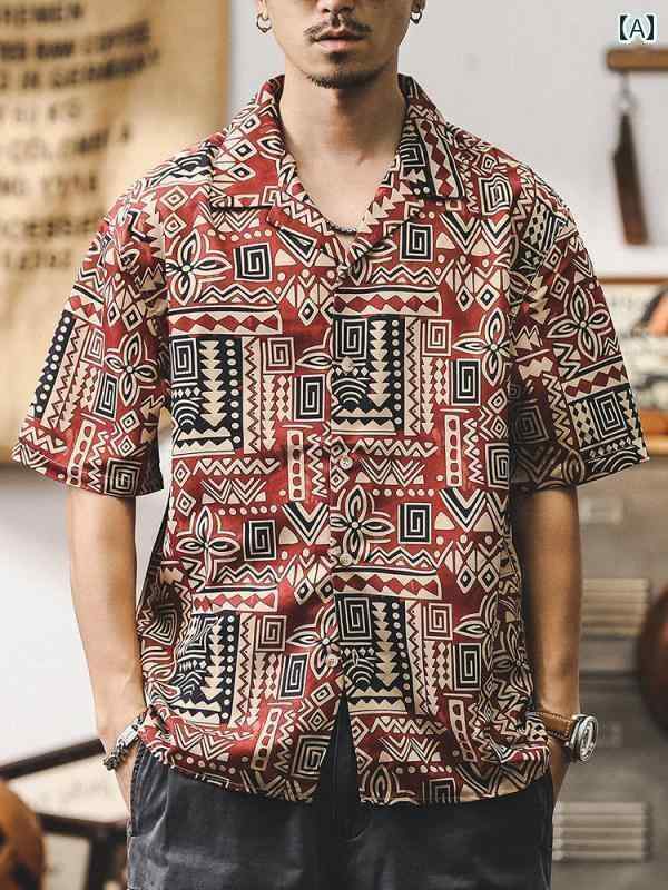 カジュアル メンズ シャツ ジェイ レノ 西 海岸 メンズ 半袖 シャツ 夏 2024な キューバ 襟 アメリカン ジャケット 男性