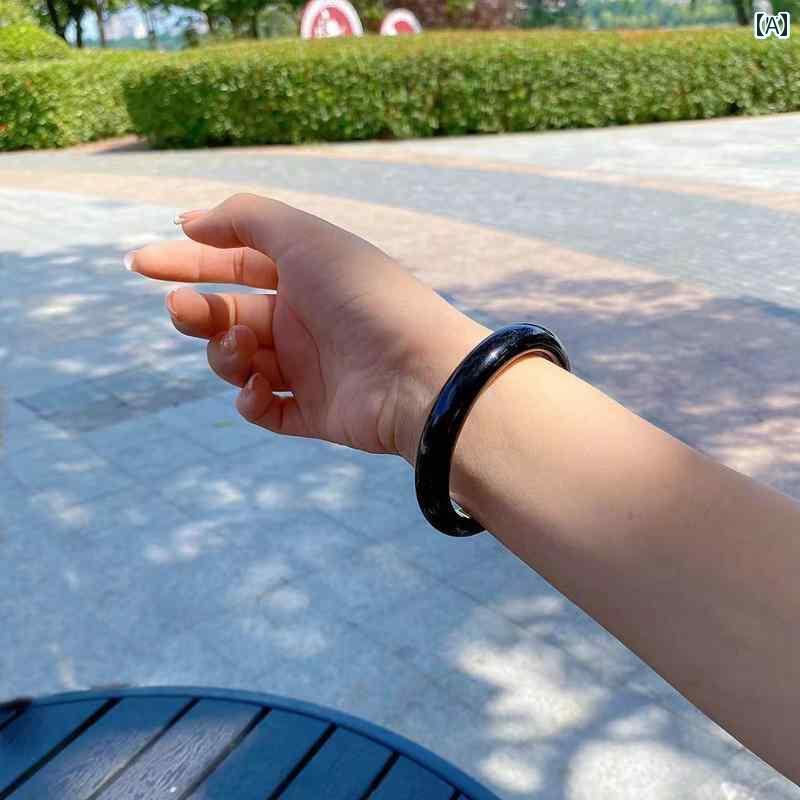 バングル ブレスレット メンズ 女性用 黒曜石 ブレスレット 細 幅 明るい 黒 翡翠 男性用 クリスタル ガールフレンド ギフト