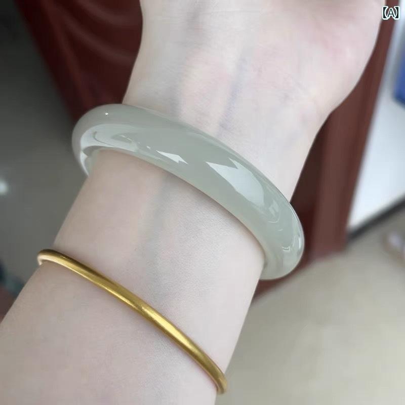 バングル ブレスレット メンズ 女性用 氷 緑 翡翠 ブレスレット 羊 脂 白翡翠の 幅広 タイプと 和田 翡翠の 清水 の