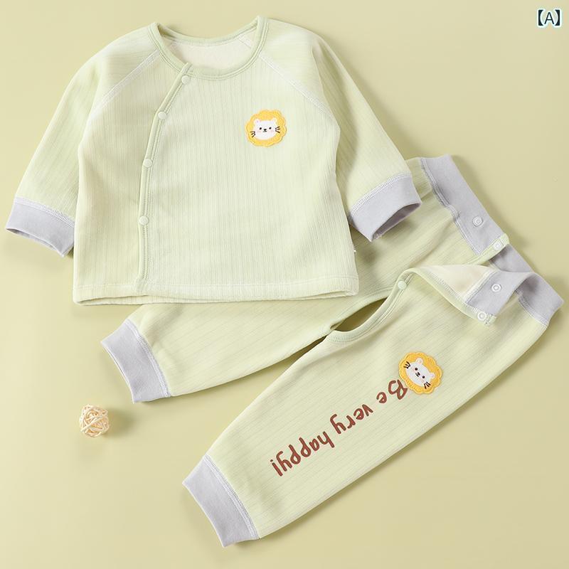 ベビー服 上下セット かわいい ベビー 裏起毛 暖かい スーツ 秋冬 幼児 長袖 トップス 春秋 下着 男女 分割 厚手 服
