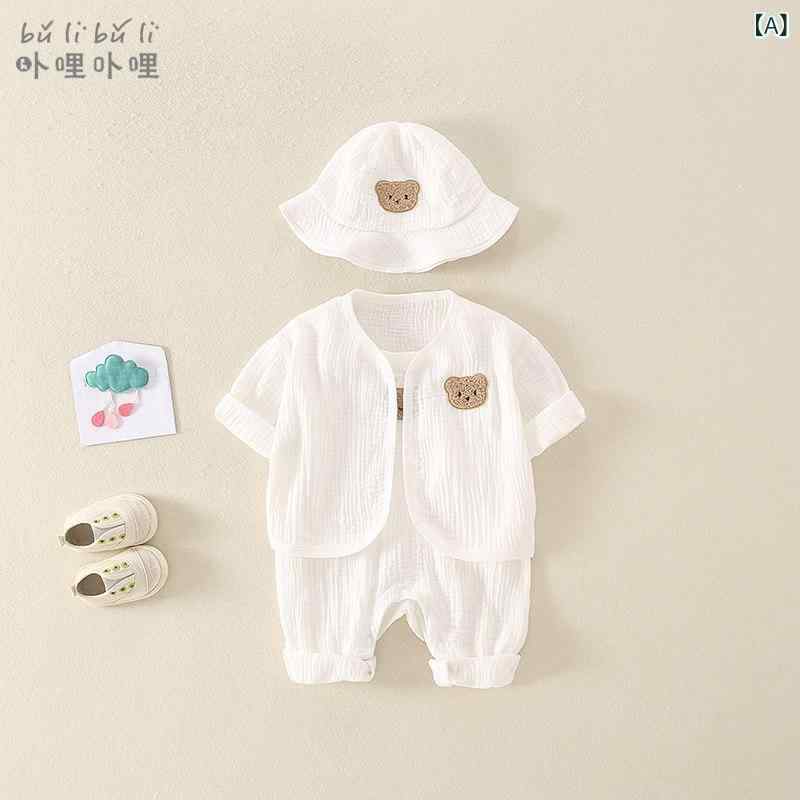 ベビー服 上下セット かわいい かわいい ベビー 秋服 春夏 スーツ 新生児 長袖 トップス スタイリッシュな サスペンダー ジャンプスーツ 3点 セット