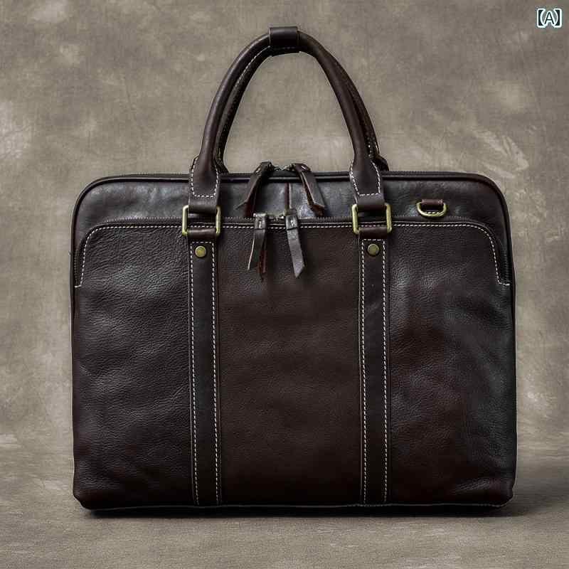 メンズ ビジネス バッグ 24番 街 レトロ メンズ 15インチ 横型 牛革 ラップ トップ バッグ ビジネス 革 高級 ブリーフケース