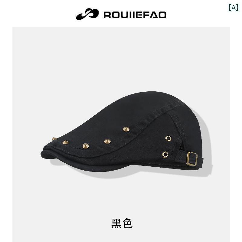 レディース ハンチング かぶり笠 ROUIIEFAO Zhao Zhaoyi 同じ スタッズ フォワード かぶり笠 成人女性用 日焼押しとどめる 旗がしら 人間の顔 スモール ベレー 帽
