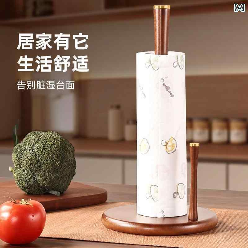 キッチンペーパー ホルダー ラック な 無垢材 ペーパー タオル ラック キッチン パンチ フリー 吸水性 紙 オイル 吸収 ロール 収納 垂直 プラスチック ラップ