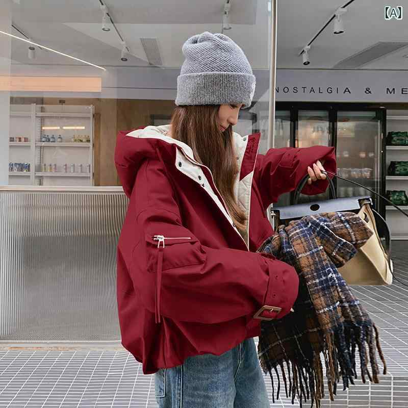 レディース パーカー お山 新年の 真っ赤 やり方着 ボンネット付き添い人 パーカー 亭主もち用 冬 2024 熱っぽい 表現スタイル 作り物 ラビットファー 裏地 朦々たる 厚地の外套