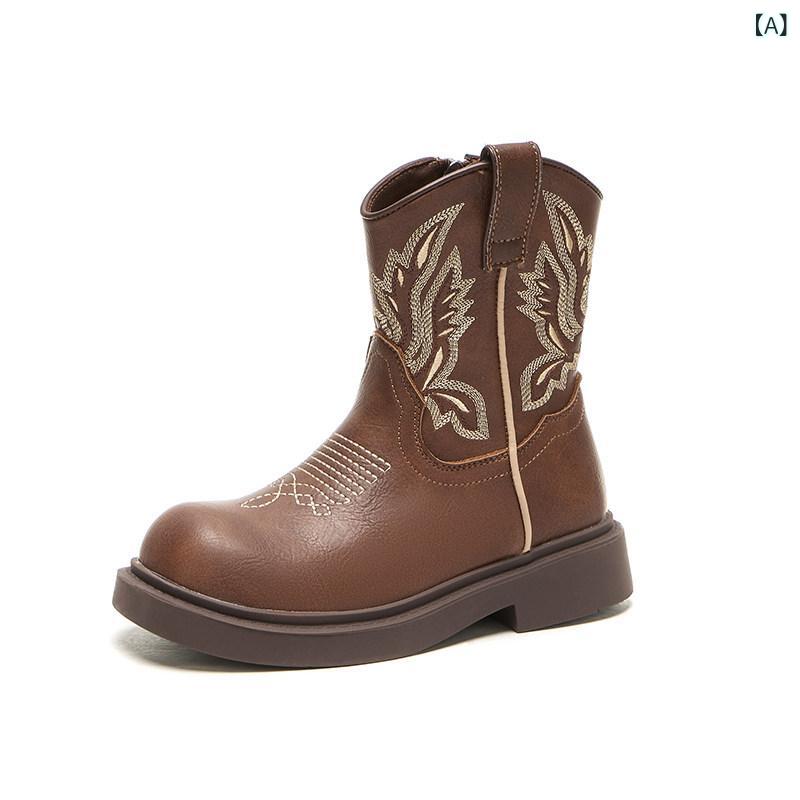 キッズ用 ブーツ 靴 水のみ地びた 旅する用 御召しもの ちびっ子用 ブーツ ウエスタン 牛飼いブーツ  お嬢さん用 エスニック 遊撃手