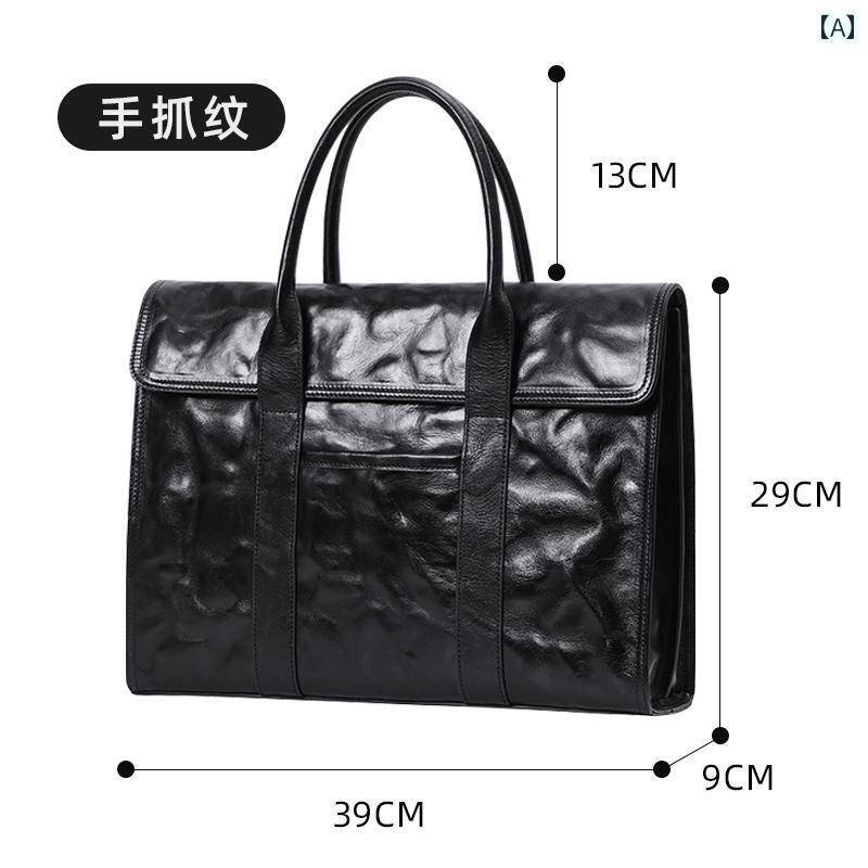 トートバッグ メンズ シンプル メンズ ハンドバッグ 革 メンズバッグ 2025 トップレイヤー 牛革 ビジネス トラベル バッグ コンピューター ブリーフケース