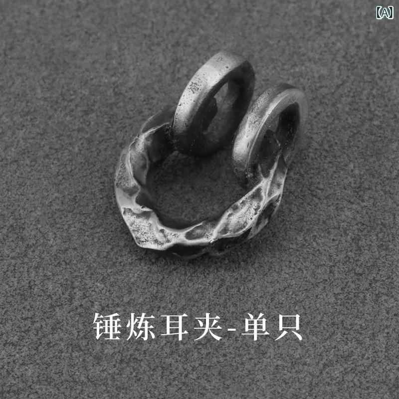 ピアス イヤリング メンズ しろがね色工芸 鉄槌 輪っか 999 銀製 イヤー ゼムクリップ ボーイズ用 穴なし イヤリング 耳 骨 御前上等 メンズ