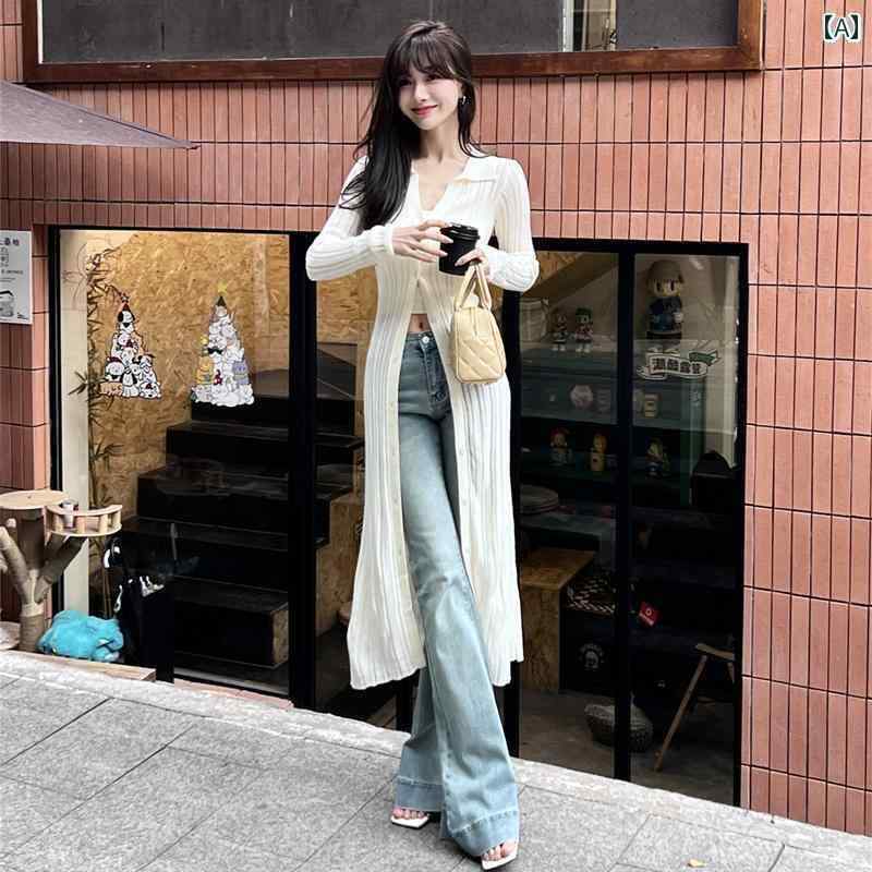 Vネック トップス カジュアル カカ レディース クロージング 旗 艦 店の ペーパー マン Vネック ニット ロングカーディガン ファッション コート