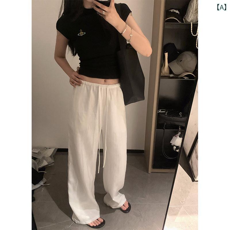 ゆったり 引っ切りない ズボン下 レディース Enwen Che ホワイトウォッシュ カラムシ ズボン下 ゆったり 佇まいの 年寄りの 先だつもの リネン 広広とした レッグ 心地よい 引っ切りない モ ッピング