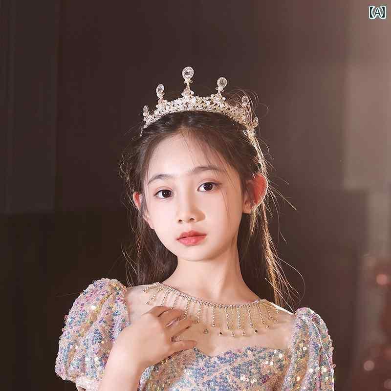 かわいい 子供用 ティアラ 子供用 クラウン ティアラ 女の子用 蝶 結び ファンタジー ビーズ ラインストーン サイド クリップ プリンセス コスチューム ヘア アクセサリー 女の子