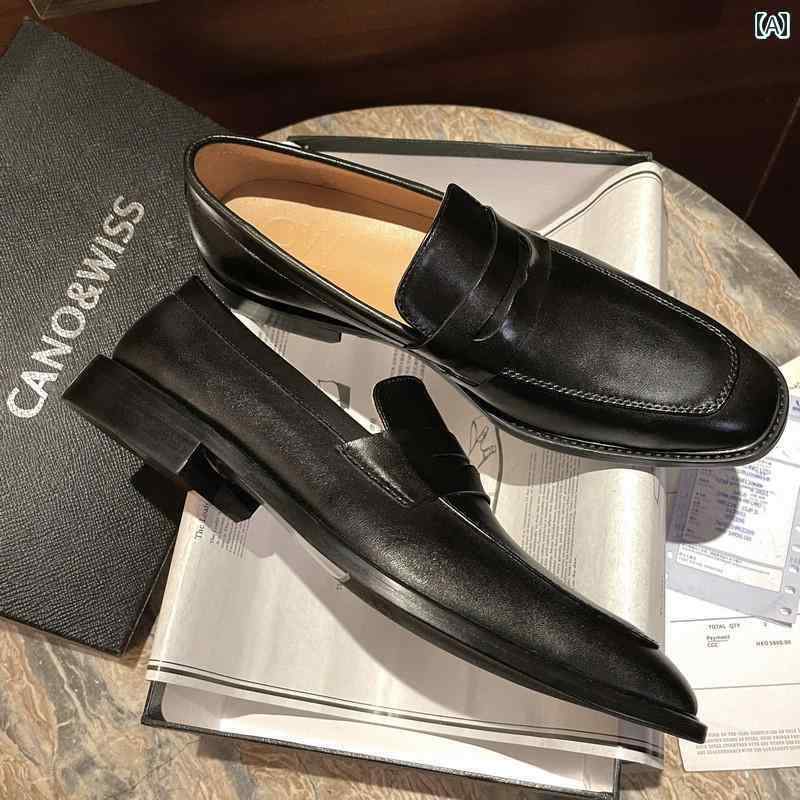 メンズ ローファー 靴 CANO &ampampamp WISS メンズ ローファー 革 シューズ 英国 風 スリッポン ビジネス カジュアル 花婿 介 添 人 ウェディングシューズ 厚底