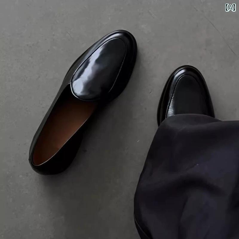 メンズ 置き目毛皮 靴 ゆったり 坦々たるで 好いたらしい 置き目毛皮 メンズ ビジネスレザーシューズ 黒いこと レトロ 心地好い フォーマル 通い 力くらべ シューズ