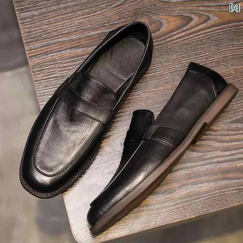メンズ モカシン 心地よい シューズ Padasso 弾機 蟇 シューズ メンズ 革 通気性 全能 置き目毛革 ゆったり スリッポン 心地よい なめし革シューズ 220906